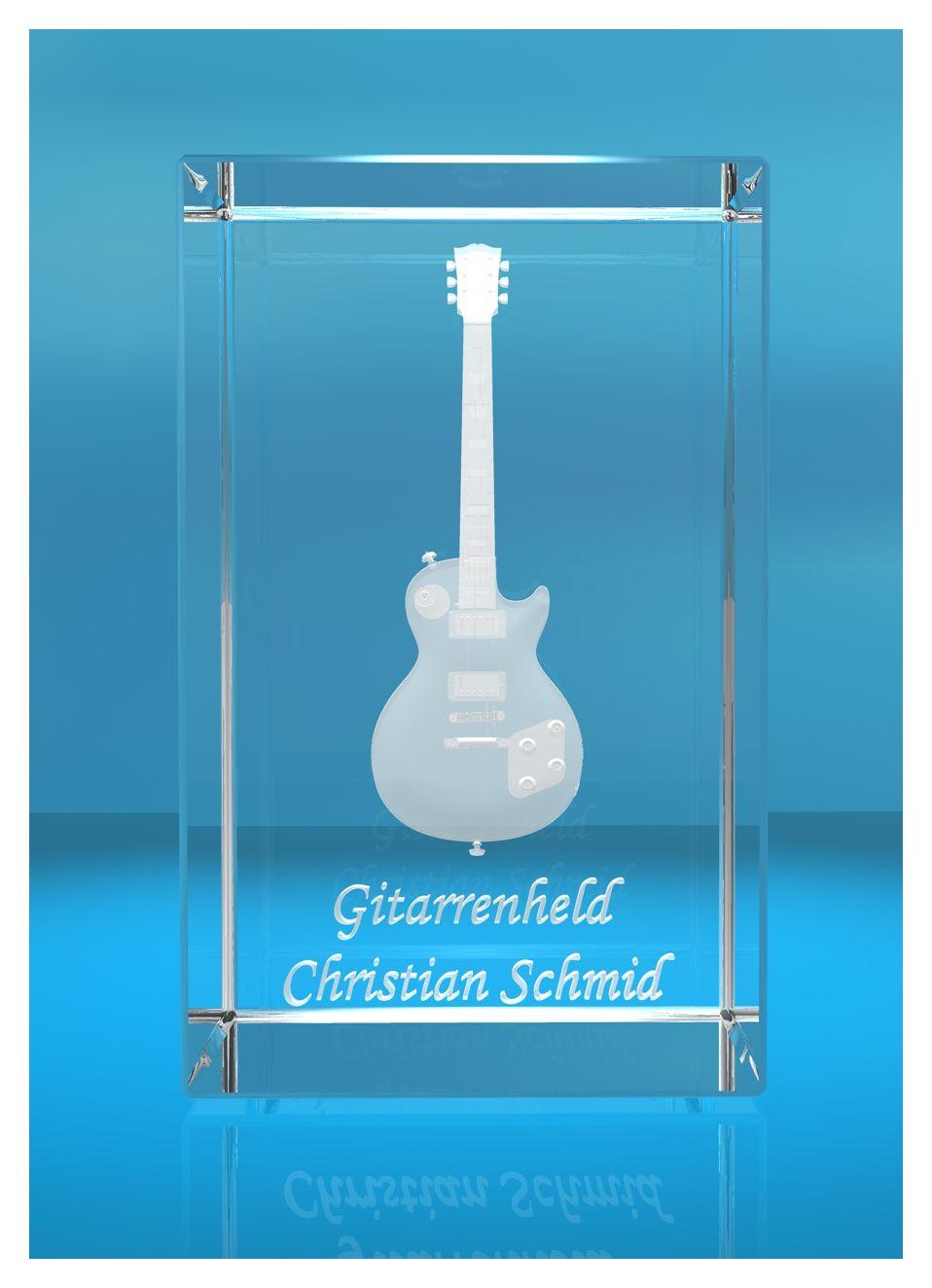 3D Glasquader | Gitarre No. 1 mit Wunschnamen | Geschenk für Gitarrist | Musiker | Bandmitglied | E-Gitarre