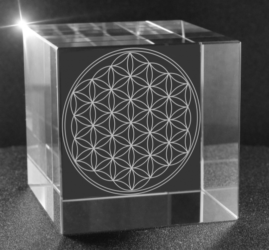 2D Glaswürfel   Motiv: Blume des Lebens