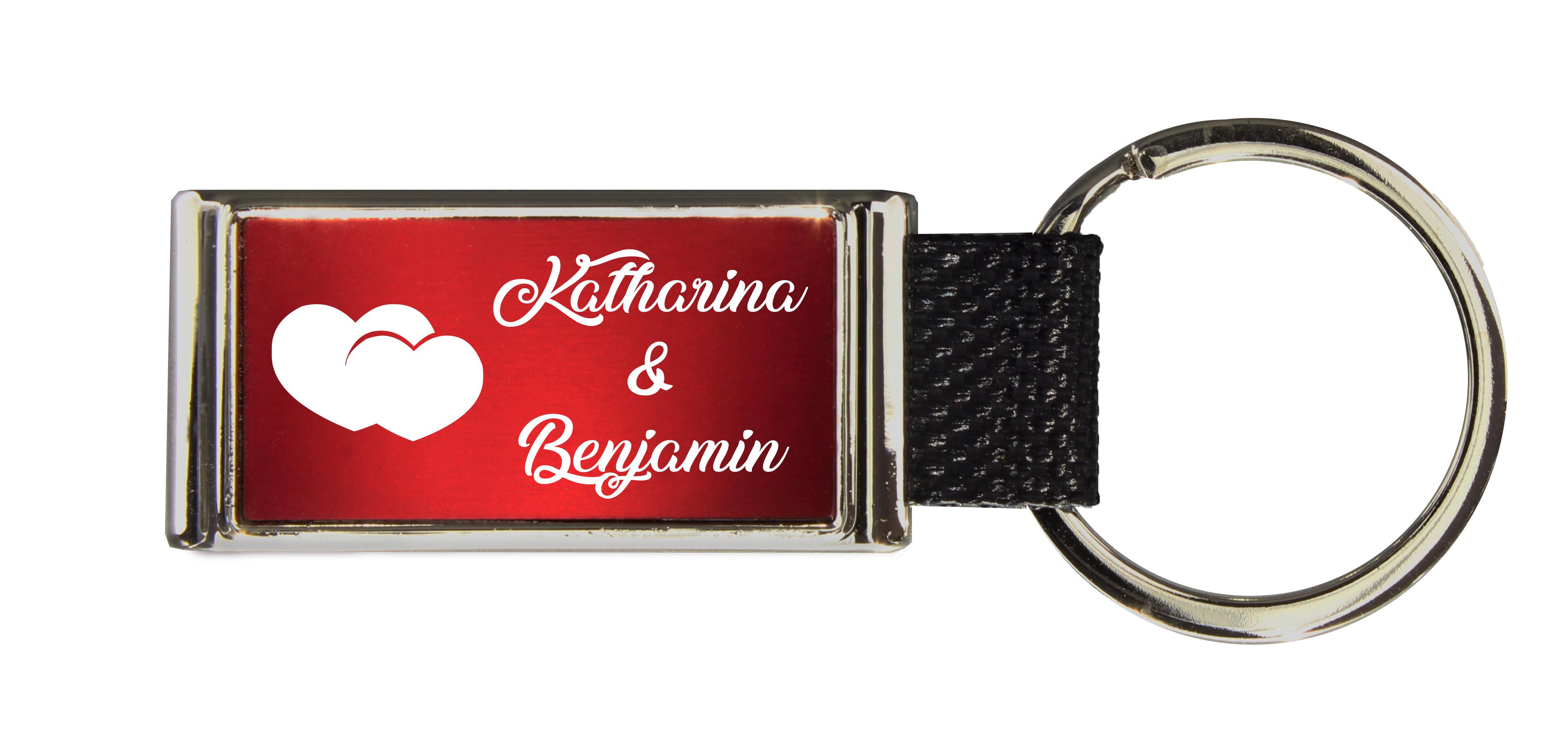 Schlüsselanhänger GLORIA   Liebesmotiv mit 2 Namen graviert   Motiv M007