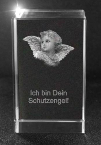 3D Glasquader   Motiv: Engel mit Text Ich bin dein Schutzengel