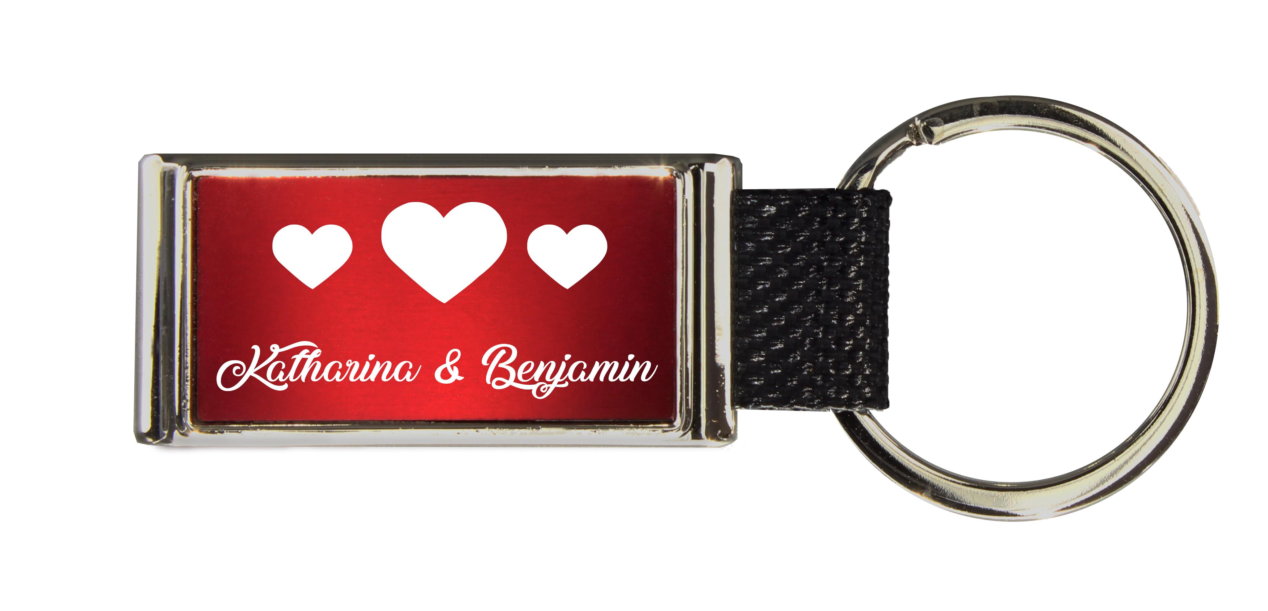 Schlüsselanhänger GLORIA   Liebesmotiv mit 2 Namen graviert   Motiv M026