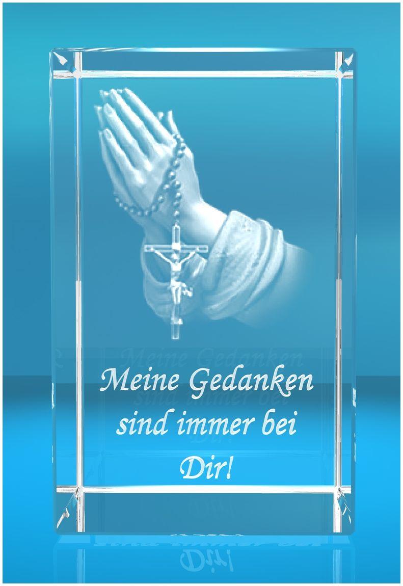 3D Glasquader Motiv: Betende Hände   Meine Gedanken sind immer bei Dir