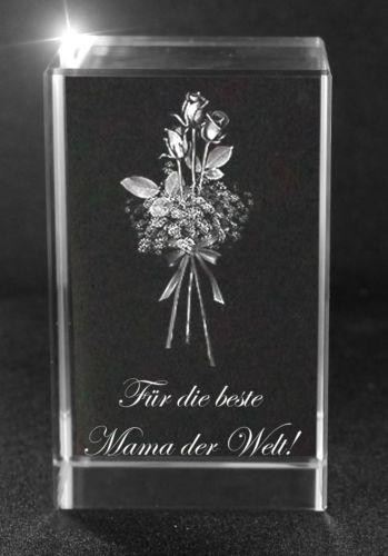 3D Glasquader   Motiv: Rosenstrauss   Beste Mama der Welt