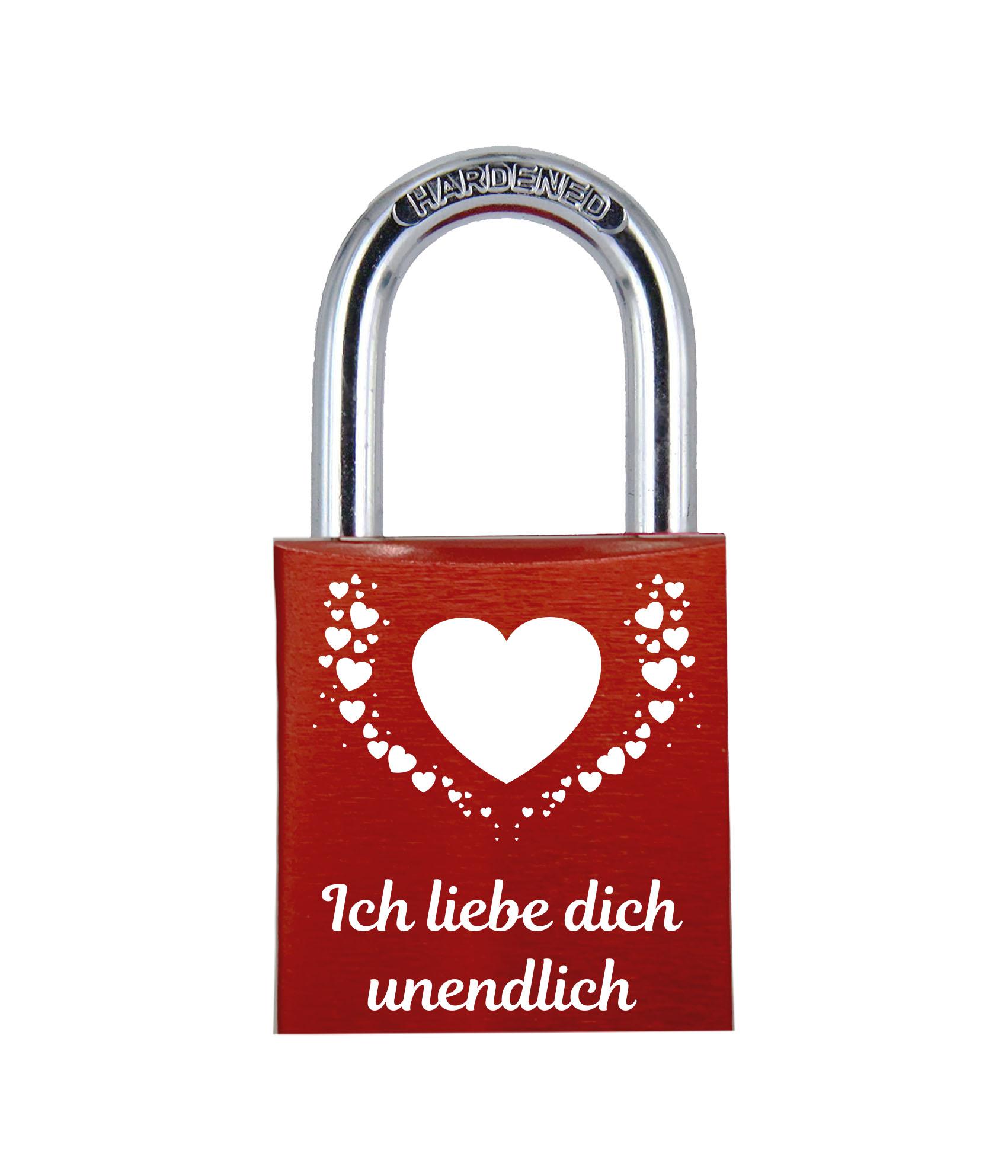 POD Liebesschloss mit Deinem Namen, Datum und Verzierung mit Herzen! Farbe: Rot Motiv: M015