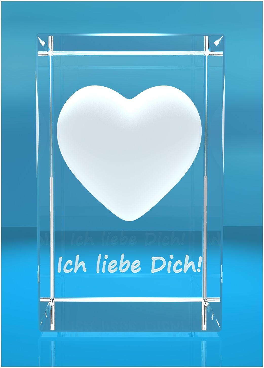 3D Glasquader I Herz I Text: Ich liebe Dich!