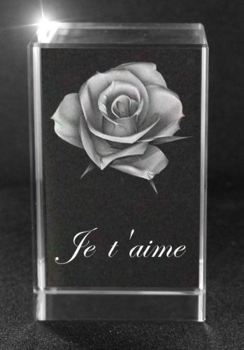 3D Glasquader I Rose I Text: je t'aime