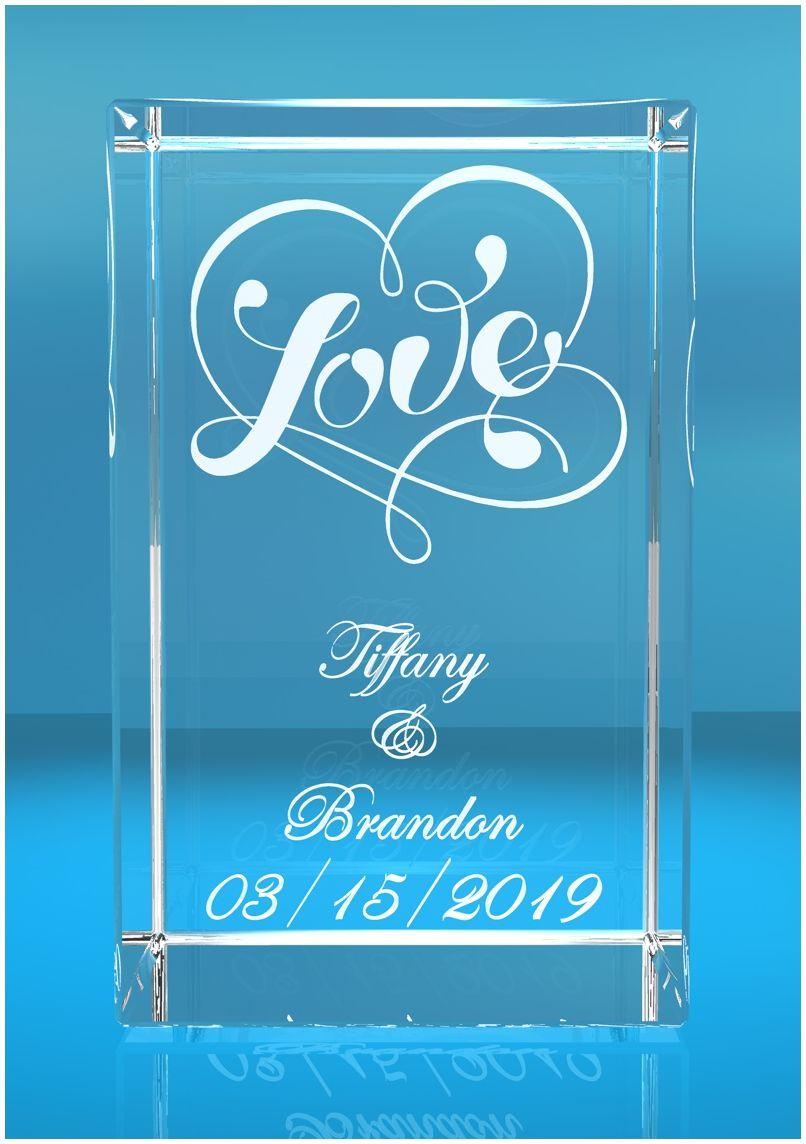 3D Glasquader I LOVE und Deinen Namen