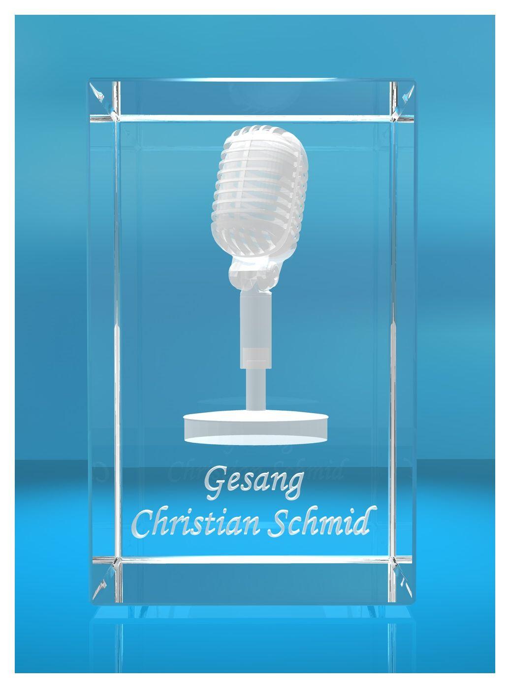 3D Glasquader |Mikrofon mit Wunschnamen |Mikrophon |Geschenk für Sänger Musiker Sängerin einer Band