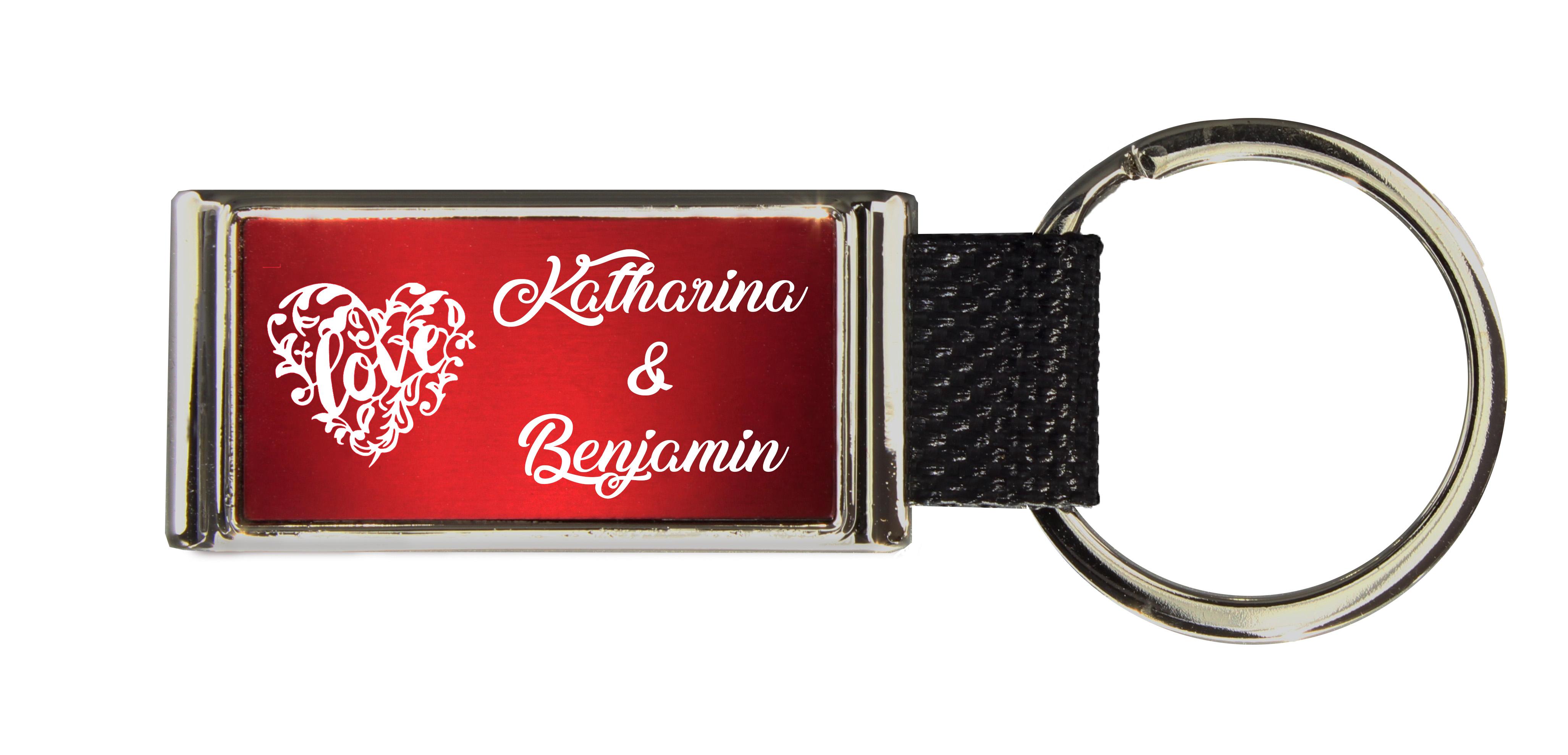 Schlüsselanhänger GLORIA   Liebesmotiv mit 2 Namen graviert   Motiv M037