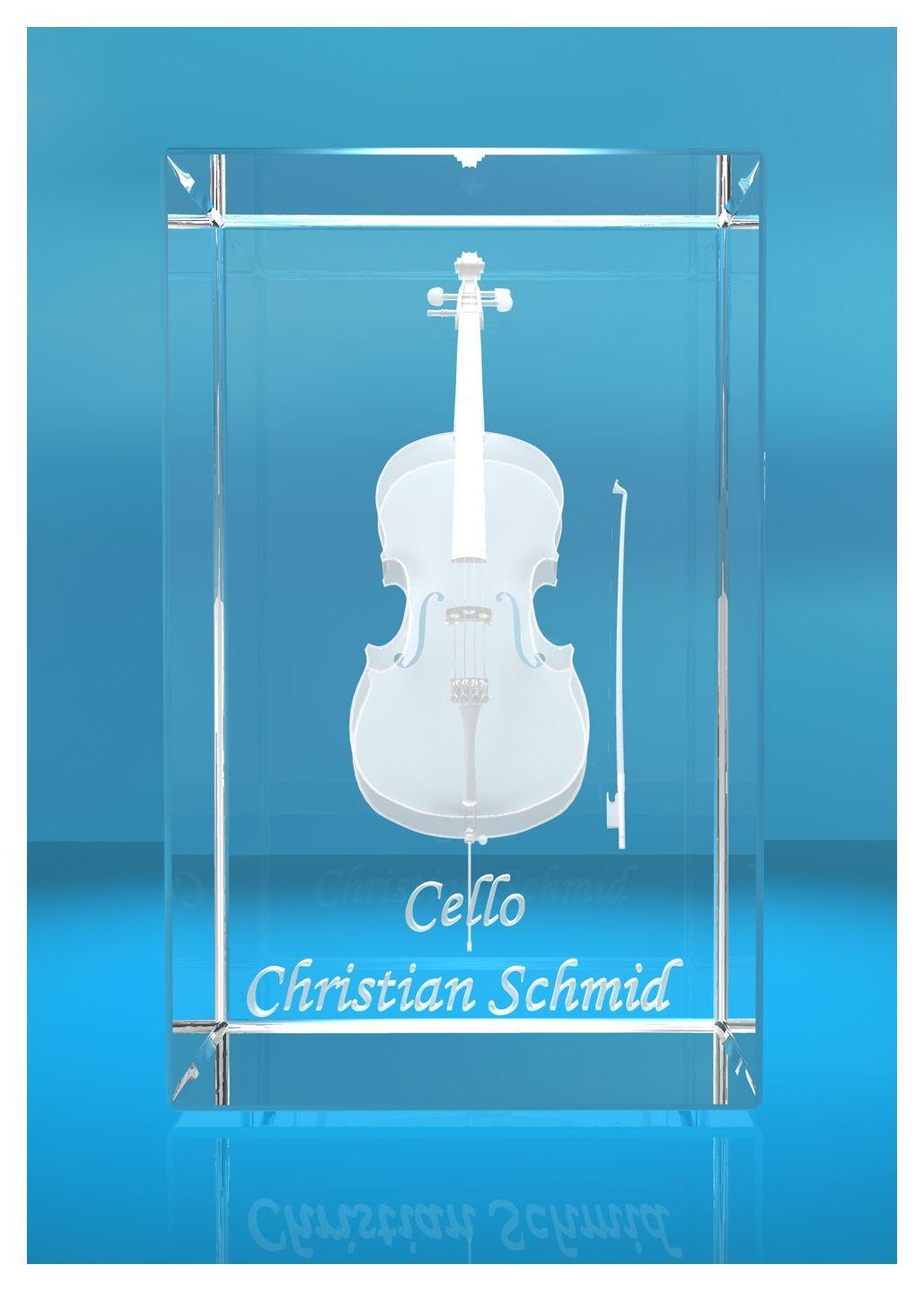 3D Glasquader | Cello mit Wunschnamen | Geschenk für Celloist Cellospieler | Musiker | Orchester