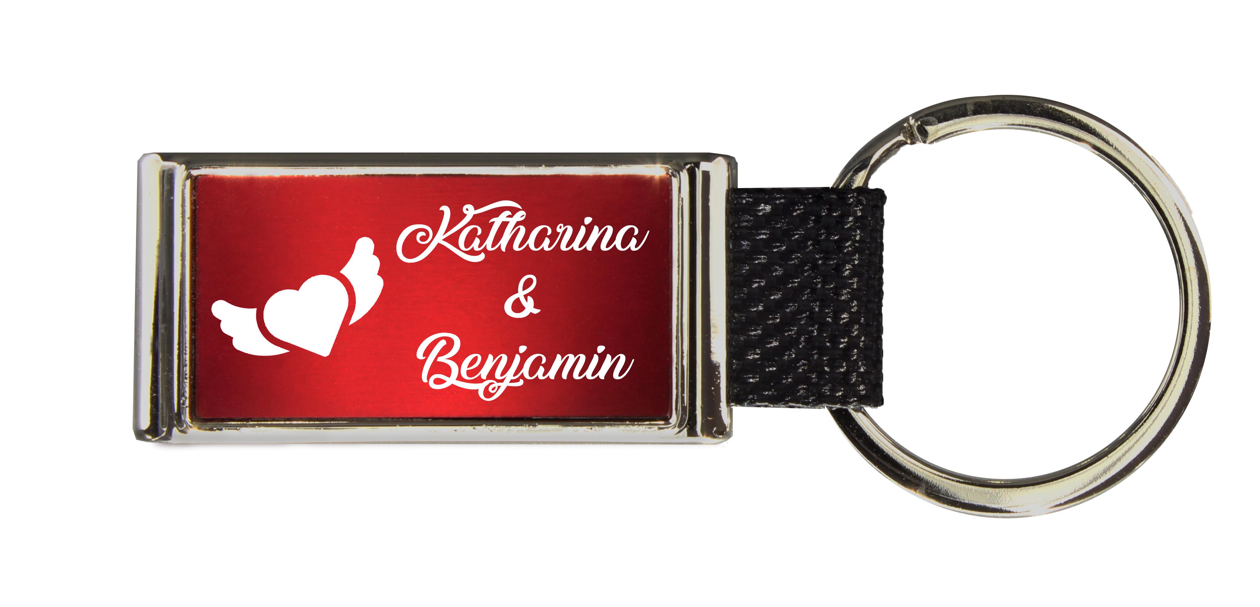 Schlüsselanhänger GLORIA   Liebesmotiv mit 2 Namen graviert   Motiv M029