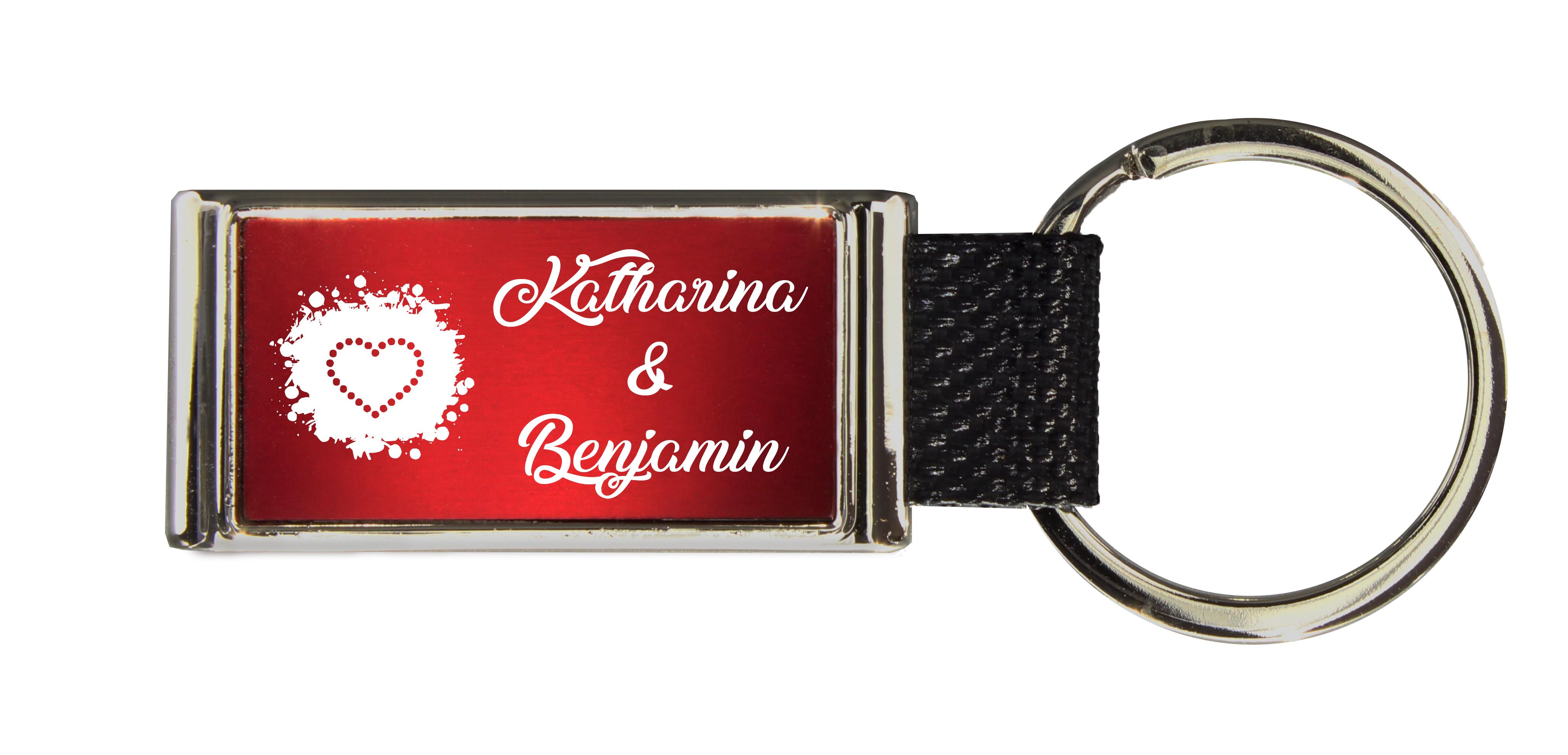 Schlüsselanhänger GLORIA   Liebesmotiv mit 2 Namen graviert   Motiv M003