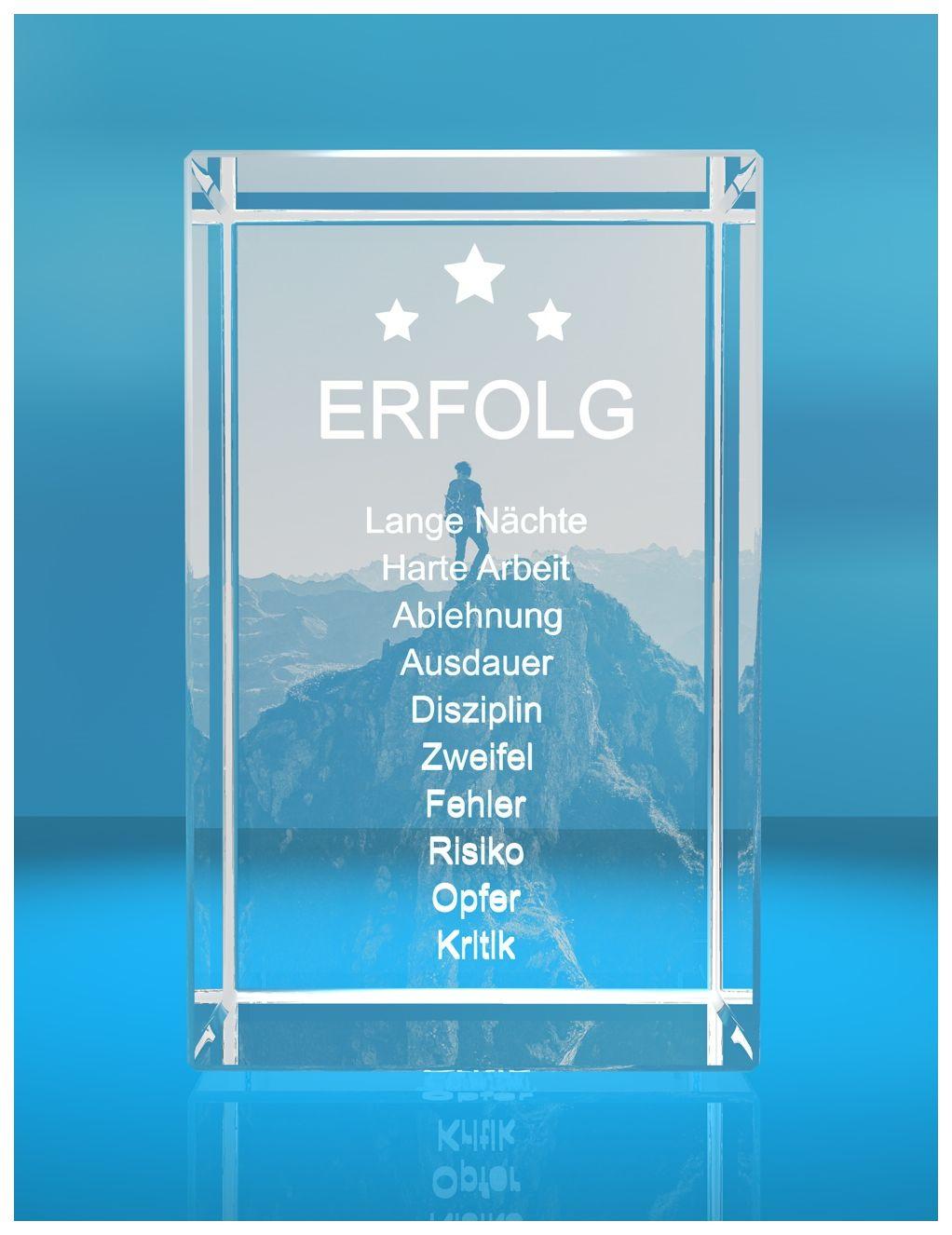 3D Glasquader   Motivationsspruch   Weg zum Erfolg   Geschenk für Firmengründer Startups