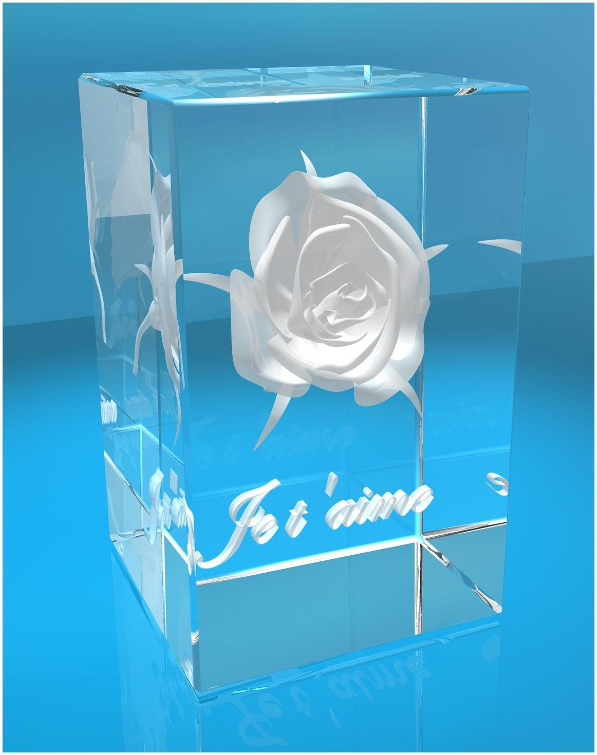3D Glasquader I Rose I Text: je t'aime