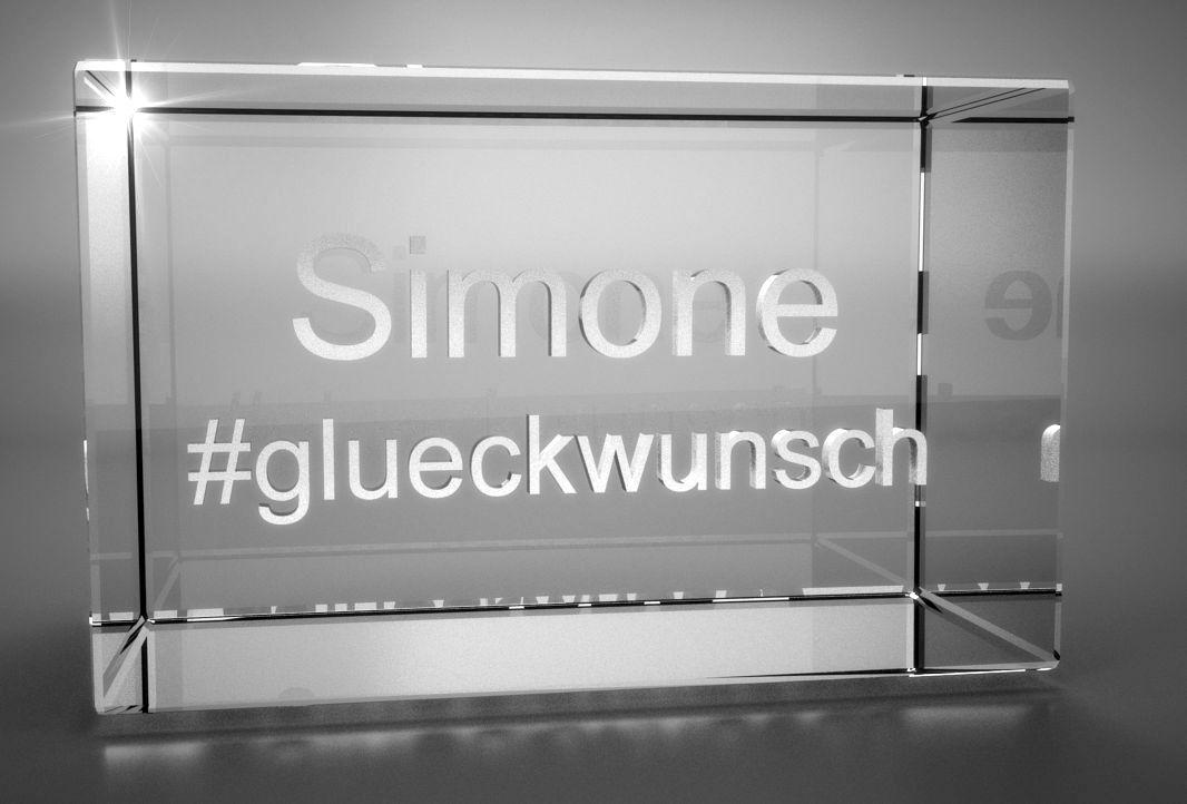 3D Glasquader   Motiv Hashtag   Glückwunsch + Wunschtext