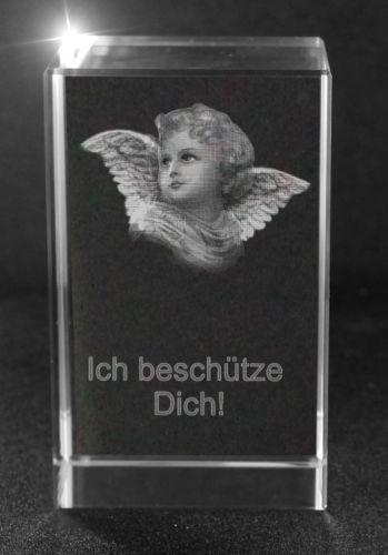 3D Glasquader   Motiv: Engel mit Text Ich beschütze Dich!