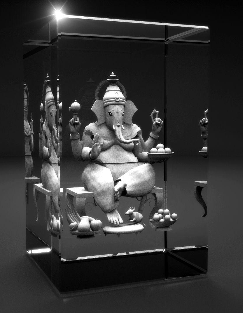 3D Glasquader   Motiv: Ganesha