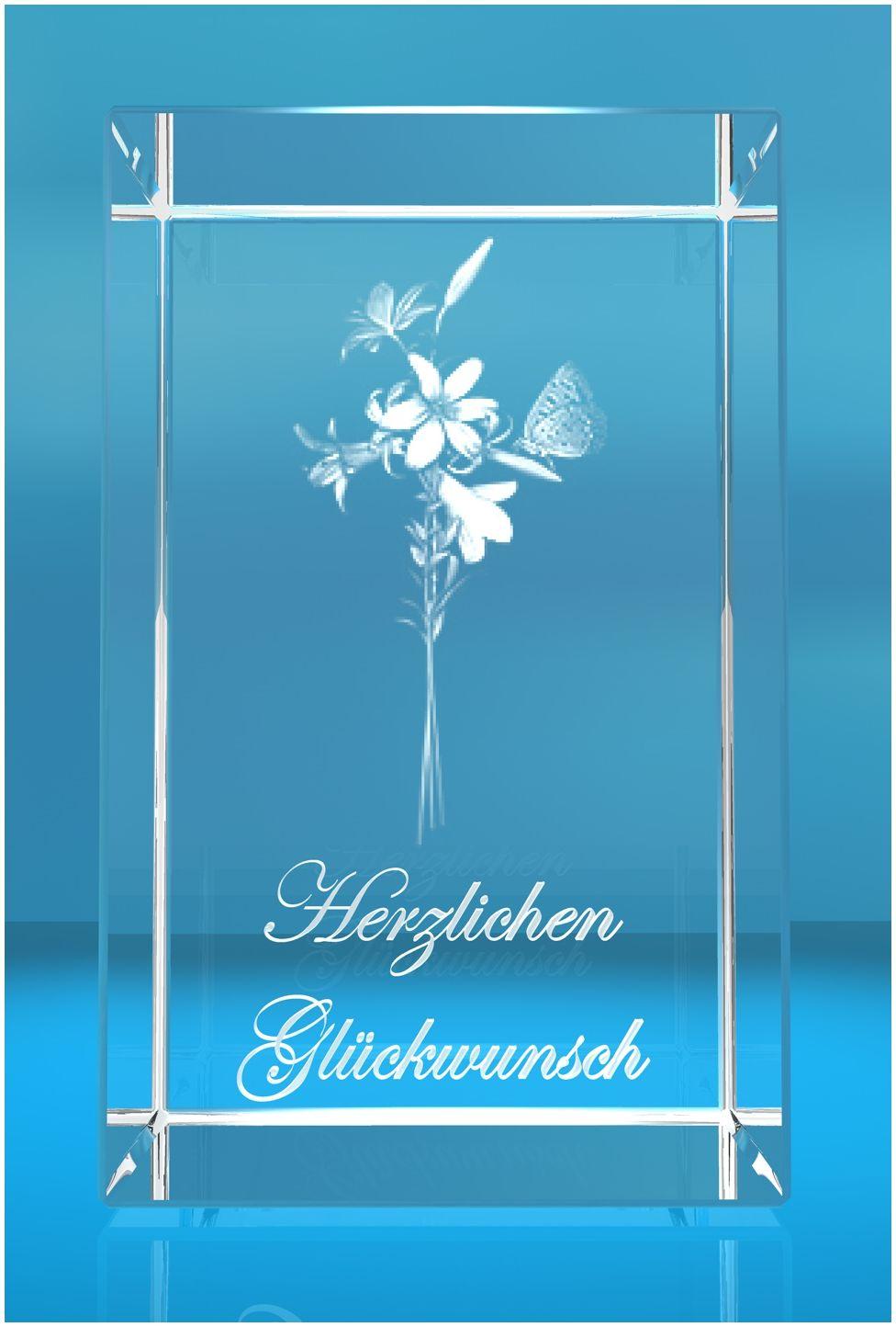3D Glasquader   Motiv: Lilien   Herzlichen Glückwunsch
