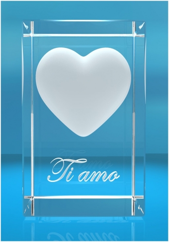 3D Glasquader I Herz I Text: Ti amo