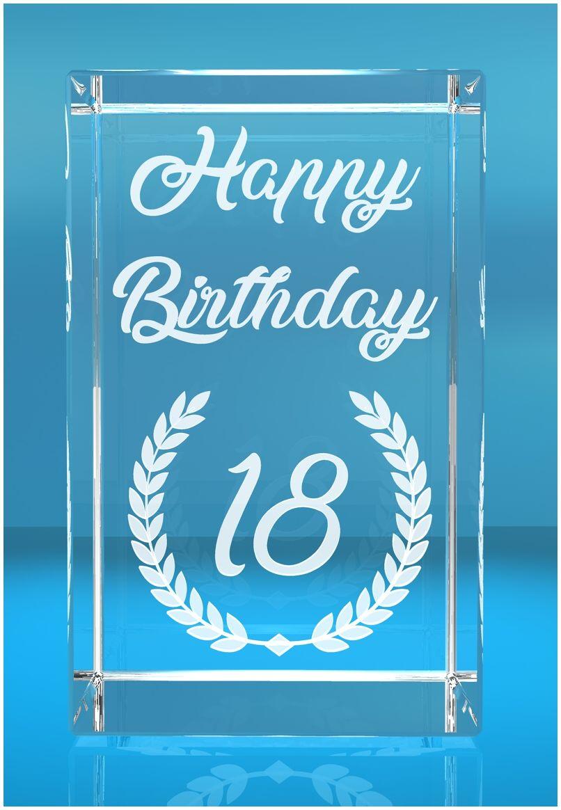 VIP-LASER   2D Glaskristall   Lorbeerkranz Happy Birthday   Dein Jahr