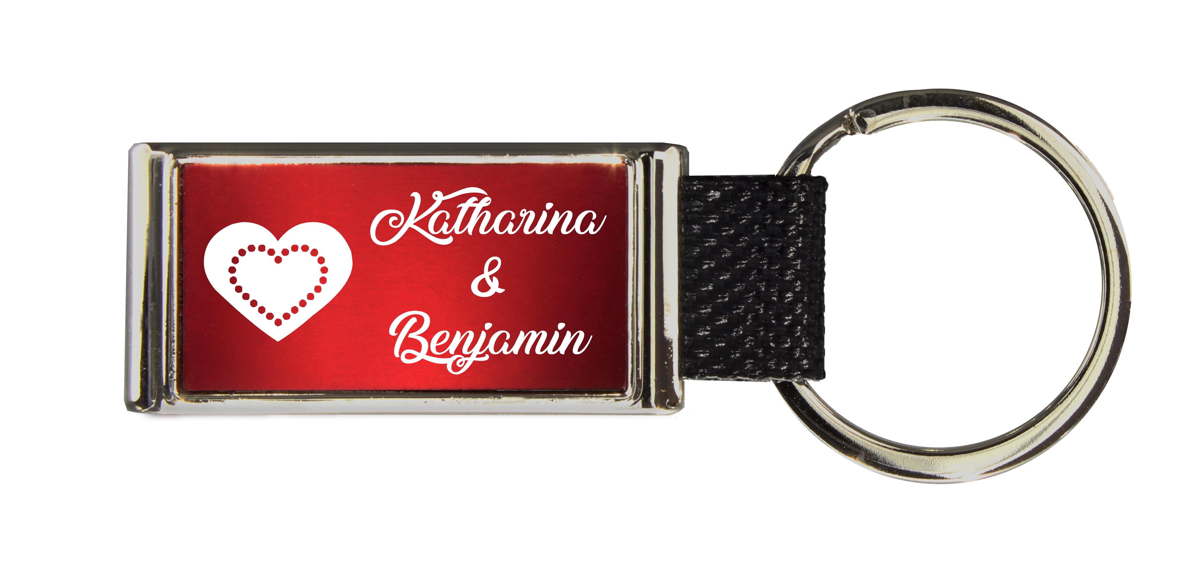 Schlüsselanhänger GLORIA   Liebesmotiv mit 2 Namen graviert   Motiv M021