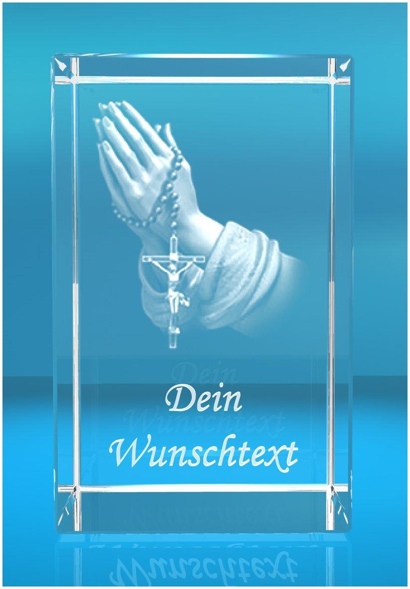 3D Glasquader   Motiv: Betende Hände + Wunschtext