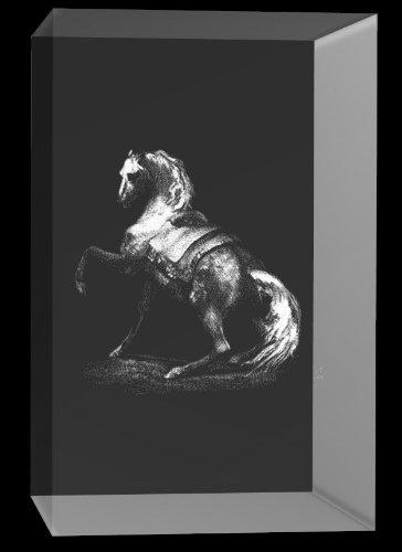 3D Glas Kristall Quader XL Pferd für immer in einen Glasblock graviert