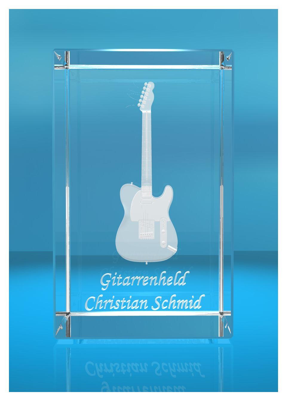 3D Glasquader | Gitarre No. 3 mit Wunschnamen | Geschenk für Gitarrist | Musiker | Bandmitglied | E-Gitarre