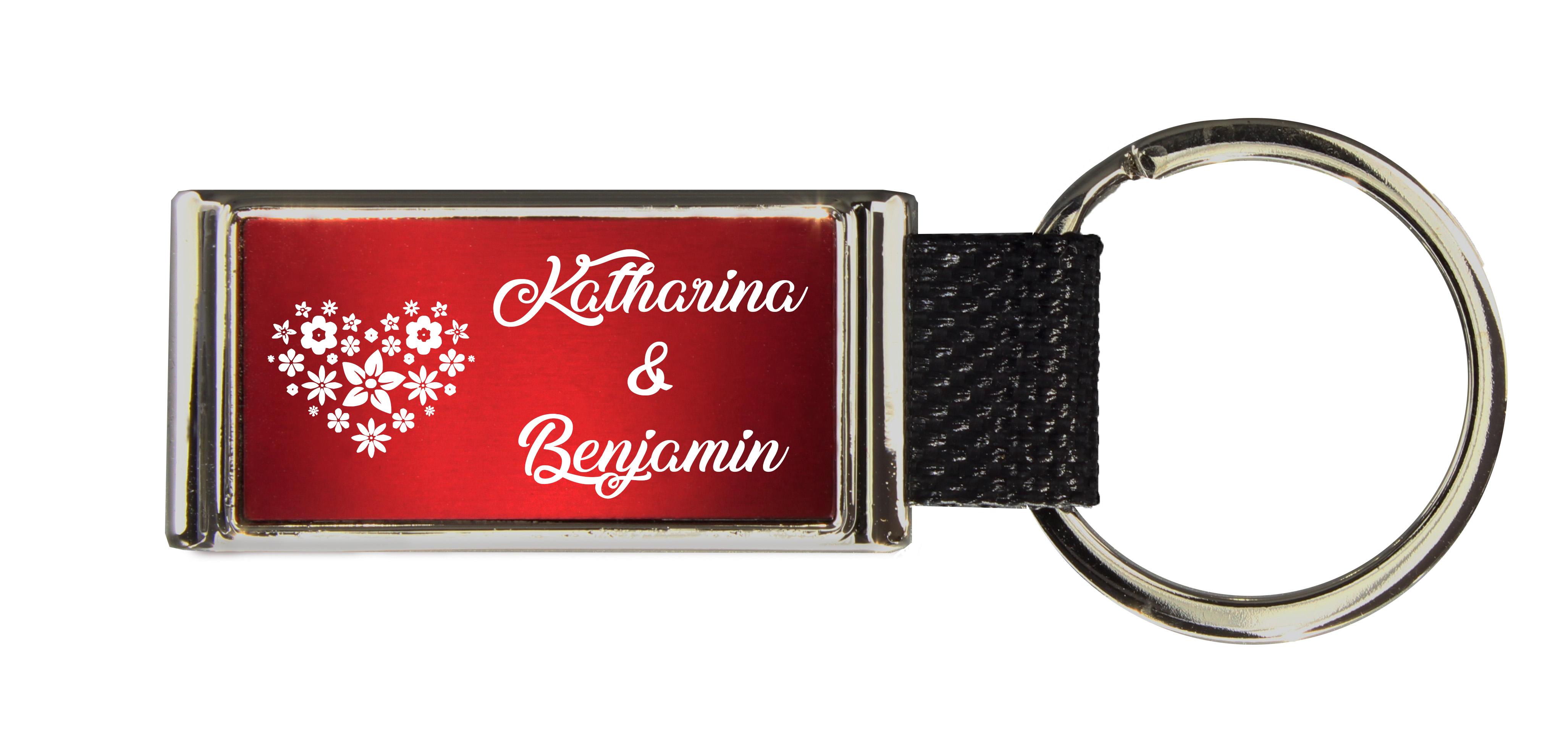 Schlüsselanhänger GLORIA   Liebesmotiv mit 2 Namen graviert   Motiv M015