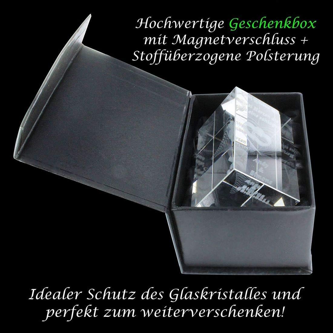 3D Glasquader I Herz mit zwei Wunschnamen im Hochformat - Auswahl: OHNE Leuchtsockel