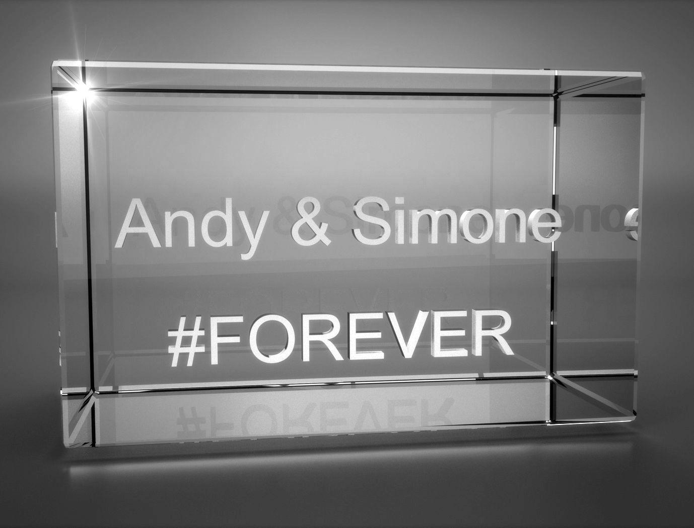 3D Glasquader   Motiv Hashtag   #FOREVER + Wunschtext
