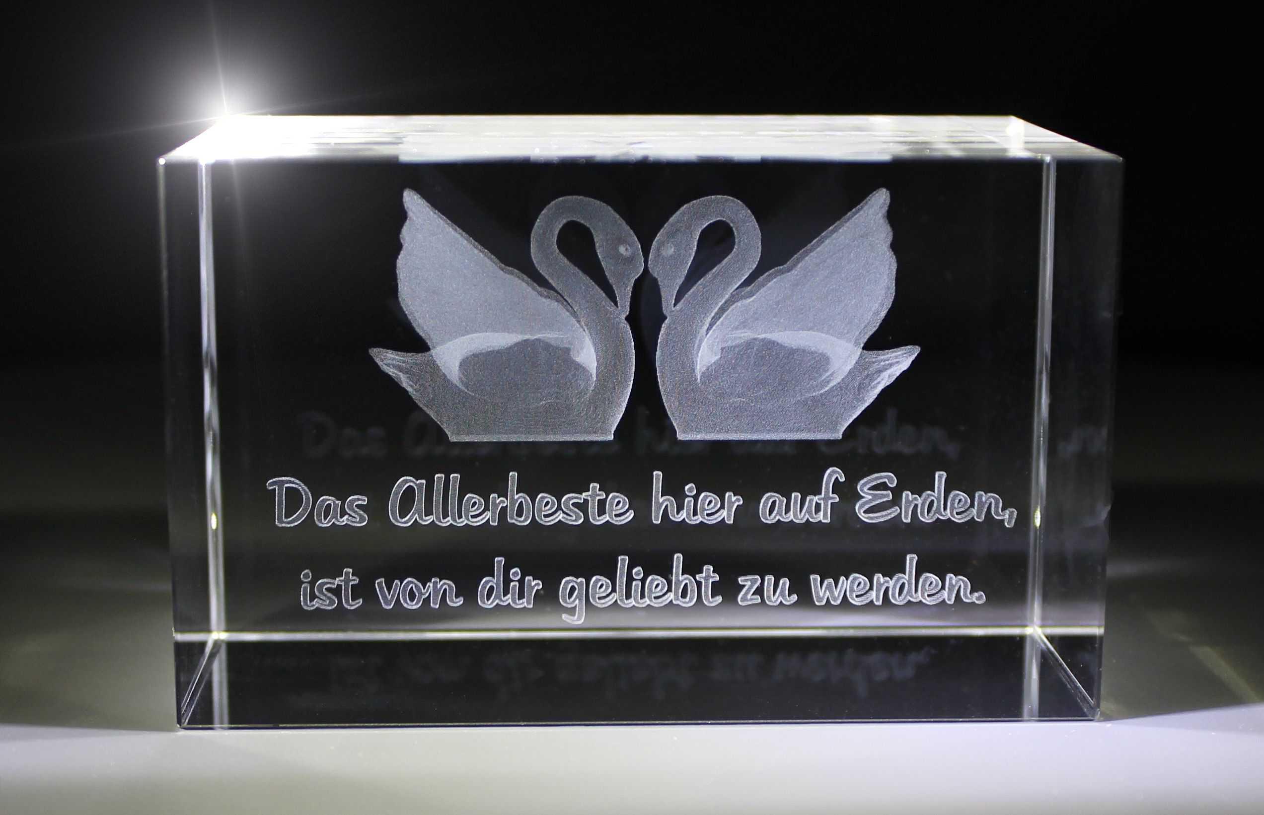 3D Glasquader   Zwei Schwäne   Das allerbeste hier auf Erden...