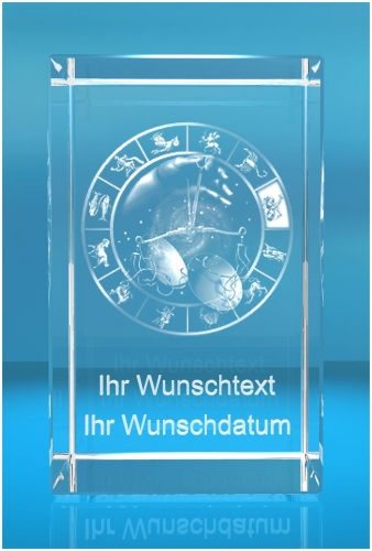 3D Glasquader   Motiv: Sternzeichen Waage + Wunschtext