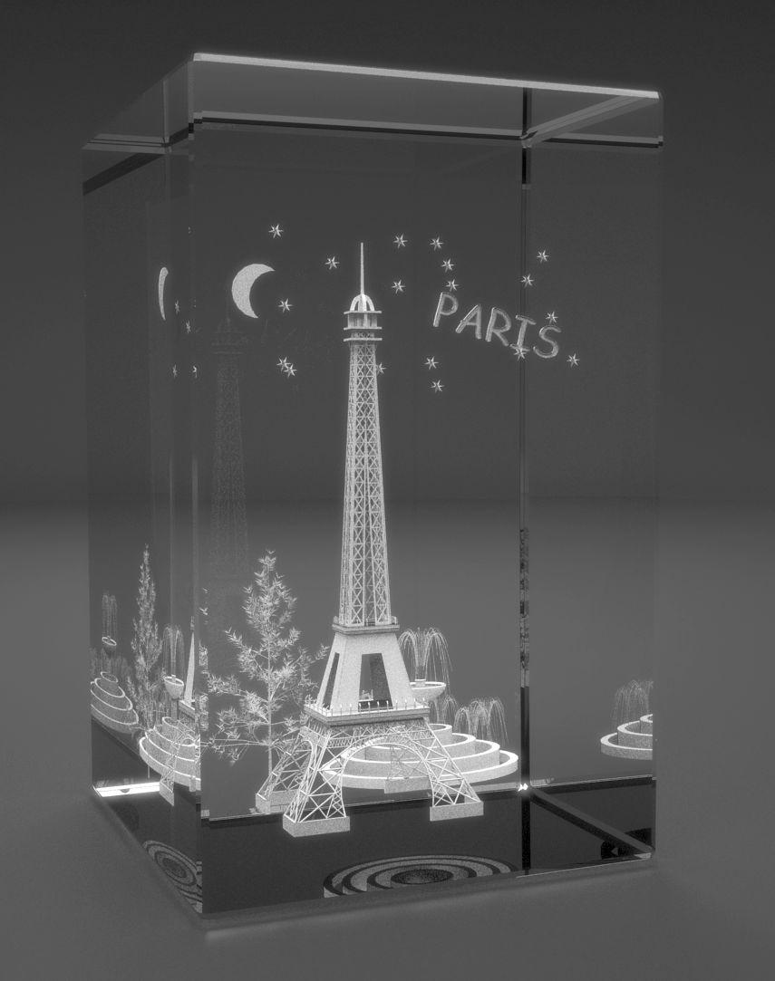 3D Glasquader Motiv: Eiffelturm von Paris (Motiv 2)