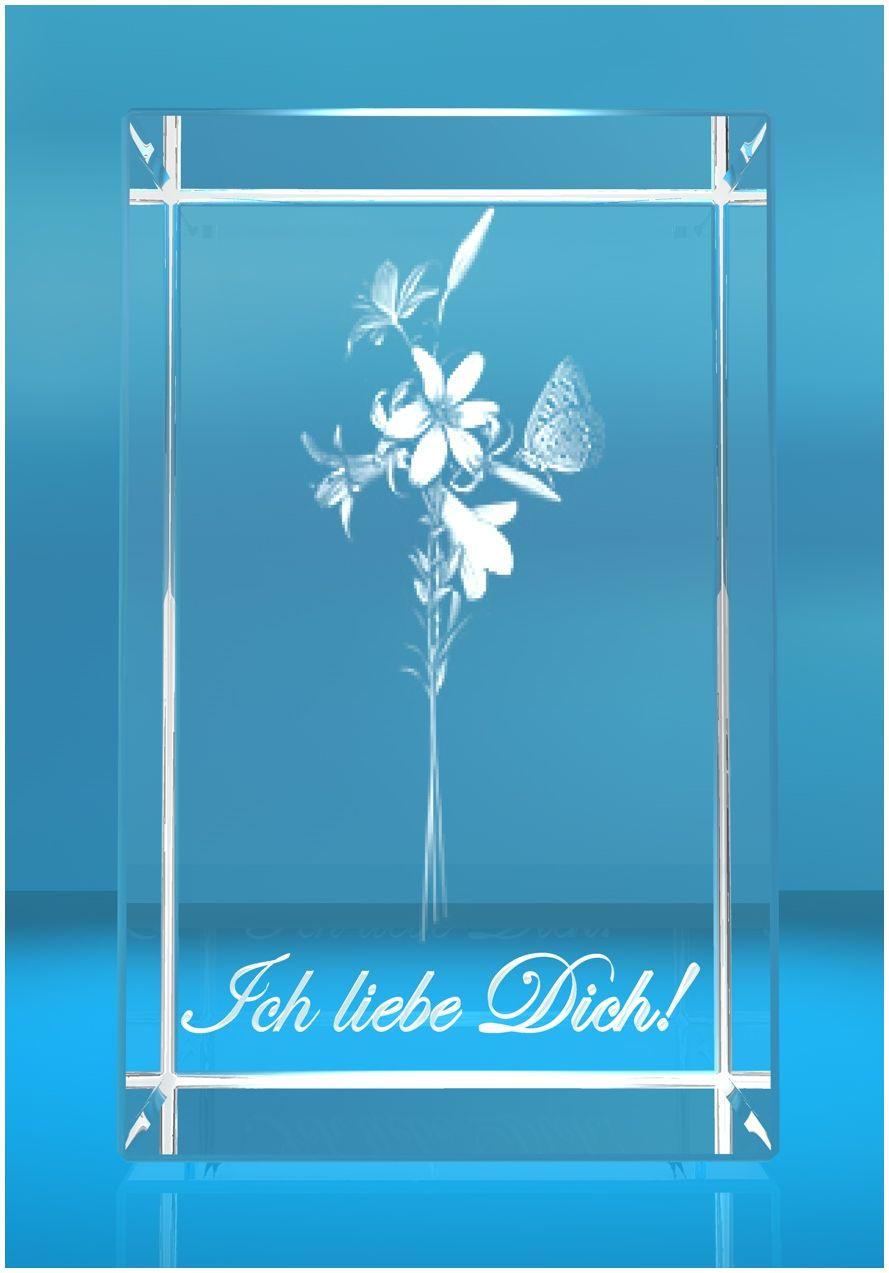 3D Glasquader I Lilien I Text: Ich liebe Dich