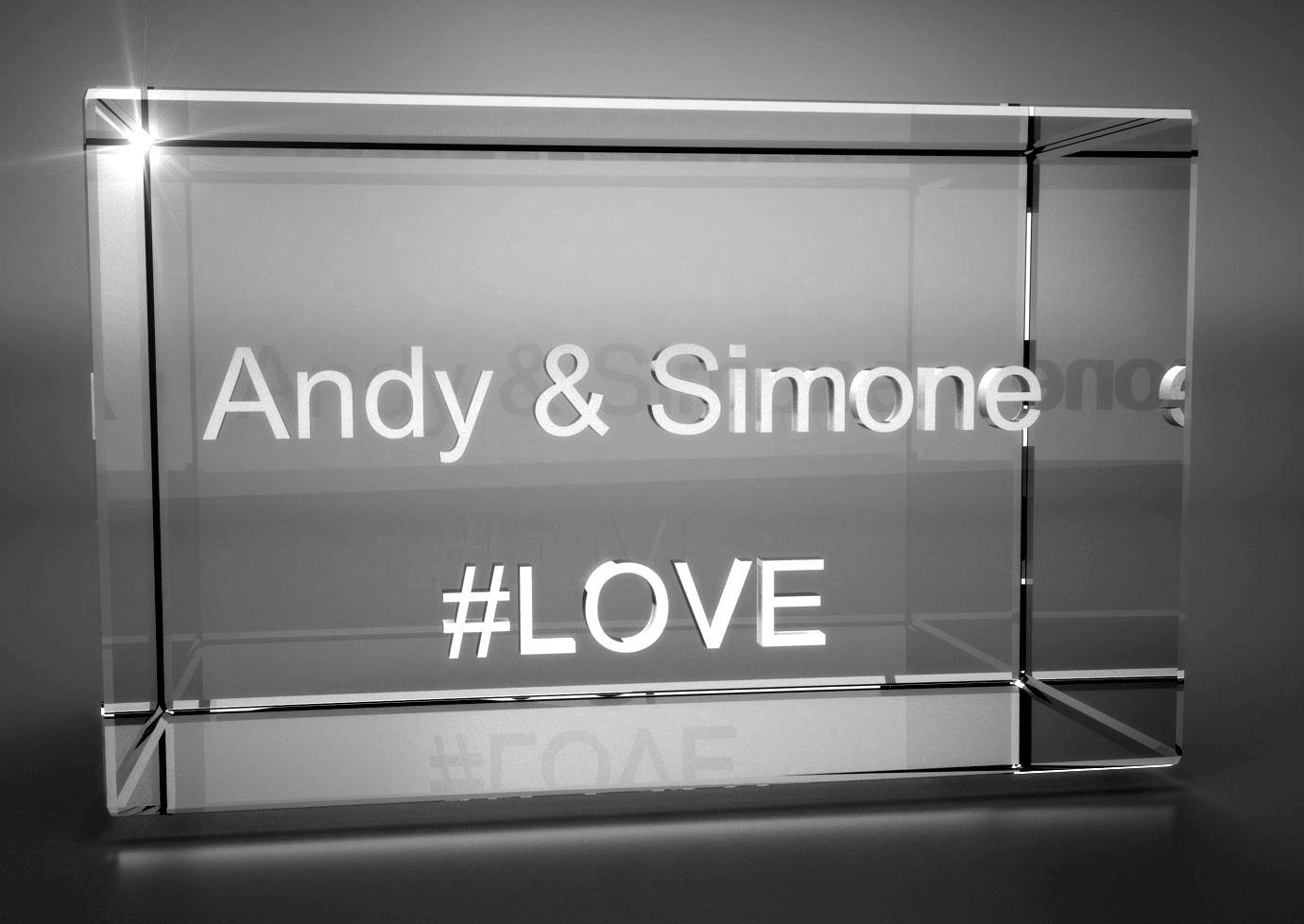 3D Glasquader   Motiv Hashtag   #LOVE + Wunschtext
