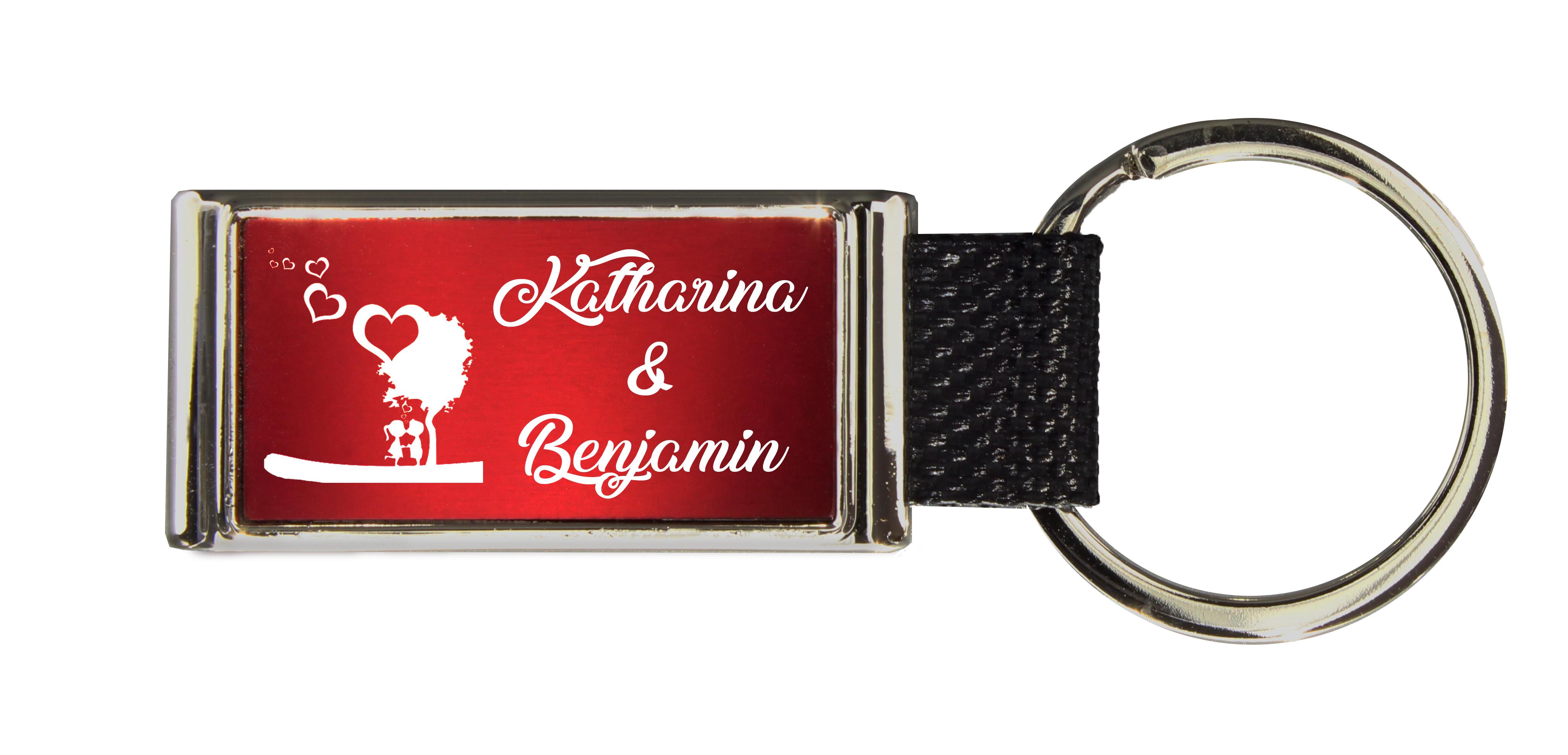 Schlüsselanhänger GLORIA   Liebesmotiv mit 2 Namen graviert   Motiv M038