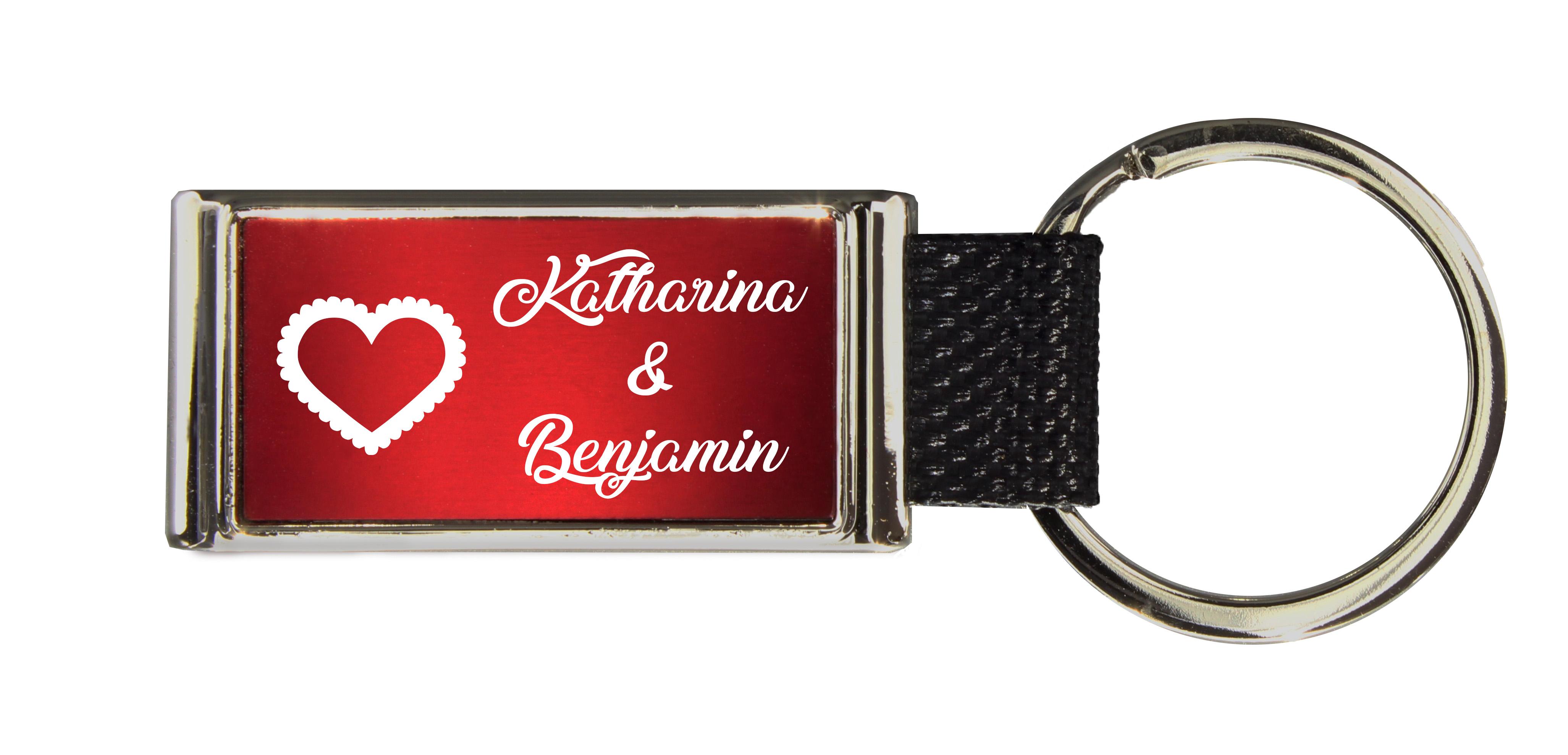 Schlüsselanhänger GLORIA   Liebesmotiv mit 2 Namen graviert   Motiv M020