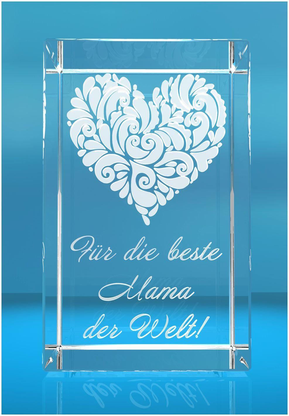 3D Glasquader I Motiv: Verziertes Herz   Beste Mama der Welt
