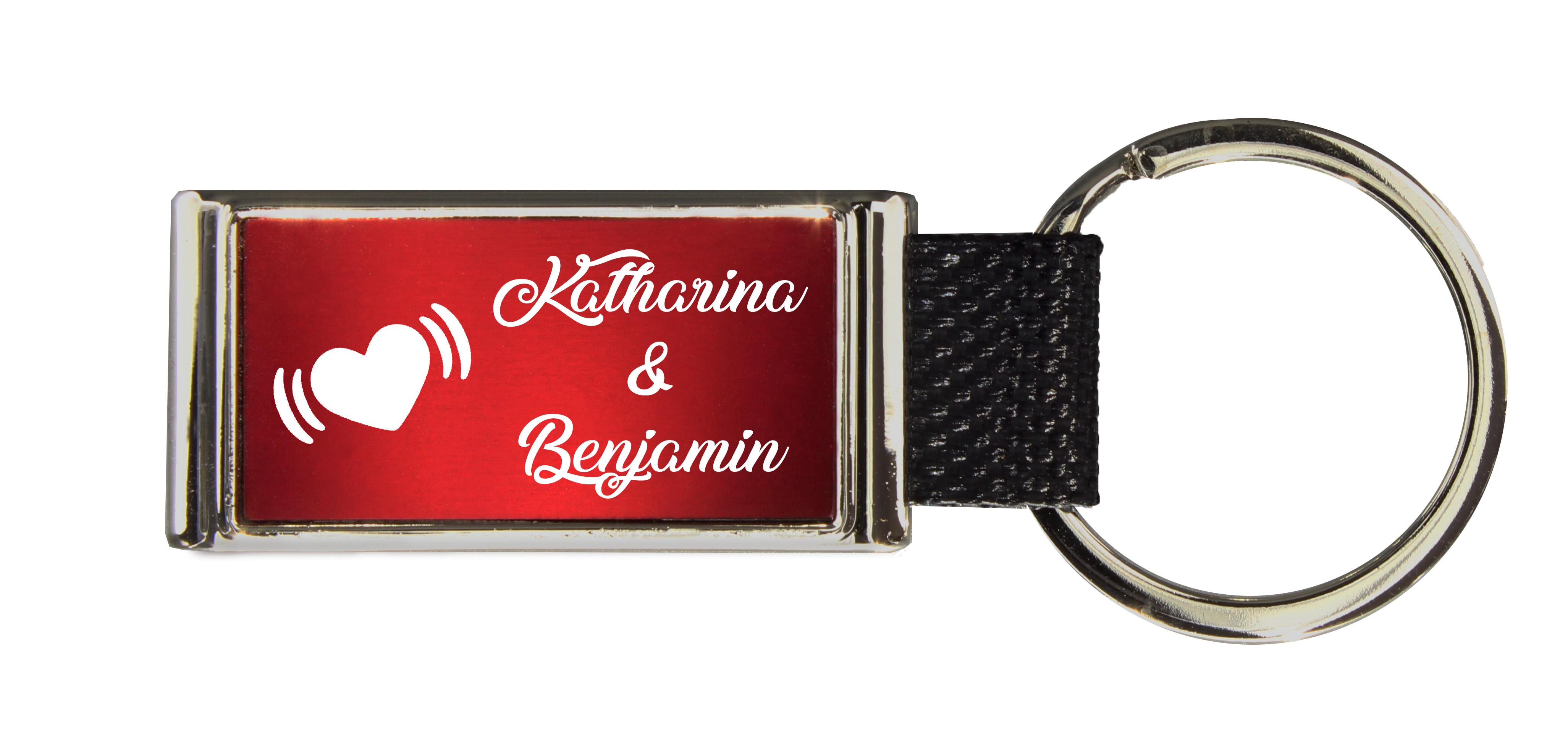 Schlüsselanhänger GLORIA   Liebesmotiv mit 2 Namen graviert   Motiv M030