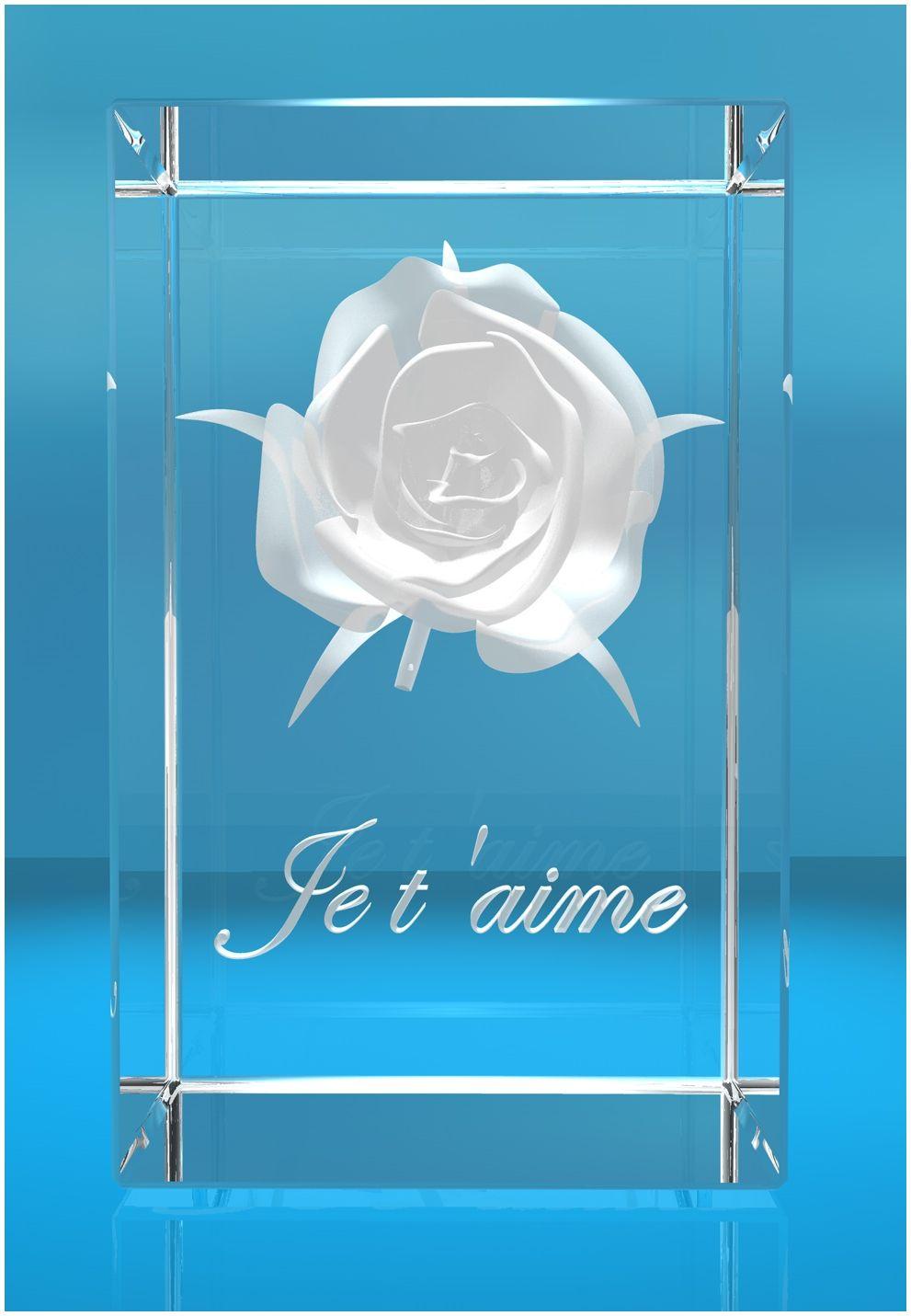 3D Glasquader I Rose I Text: je t'aime
