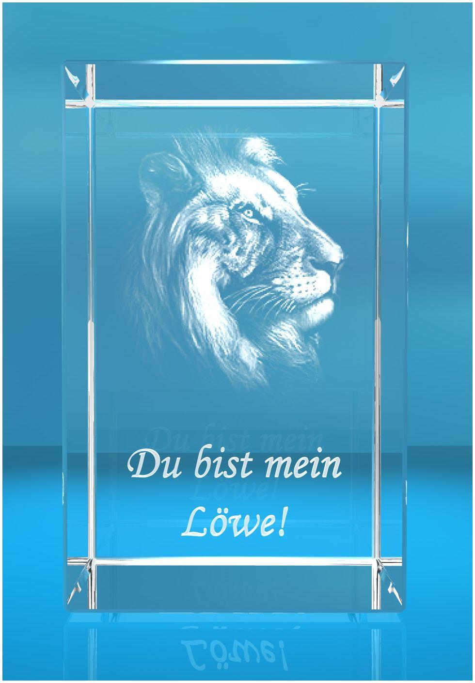 3D Glasquader I Löwenkopf I Text: Du bist mein Löwe