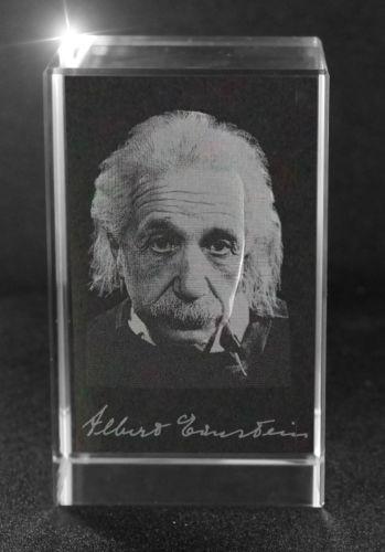 3D Glasquader Motiv: 3D Autogramm Albert Einstein