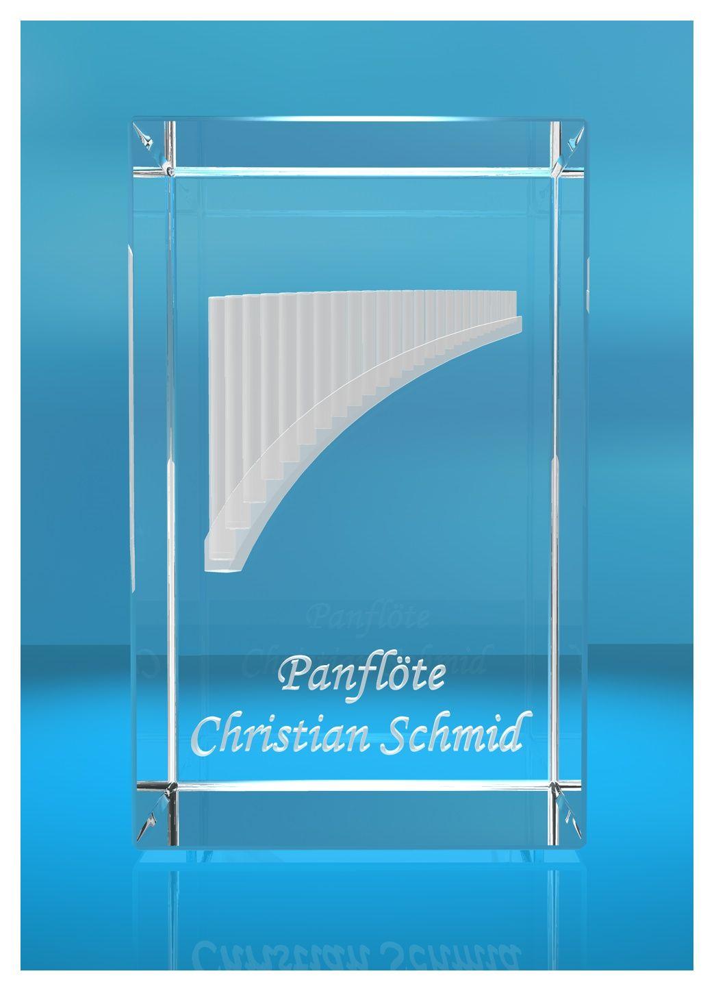 3D Glasquader |Panflöte mit Wunschnamen |Blasinstrument |Geschenk für Panflötespieler Musiker Orchester