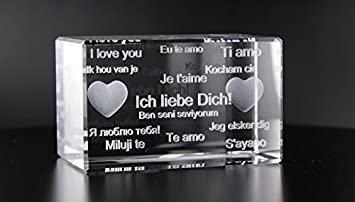 3D Glasquader I Ich liebe Dich in versch. Sprachen